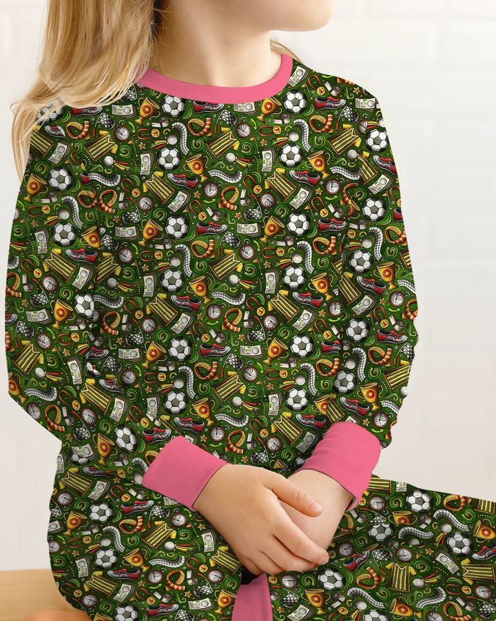 Zweiteiliges Langarm-Pyjama-Set mit Sommerfrüchten