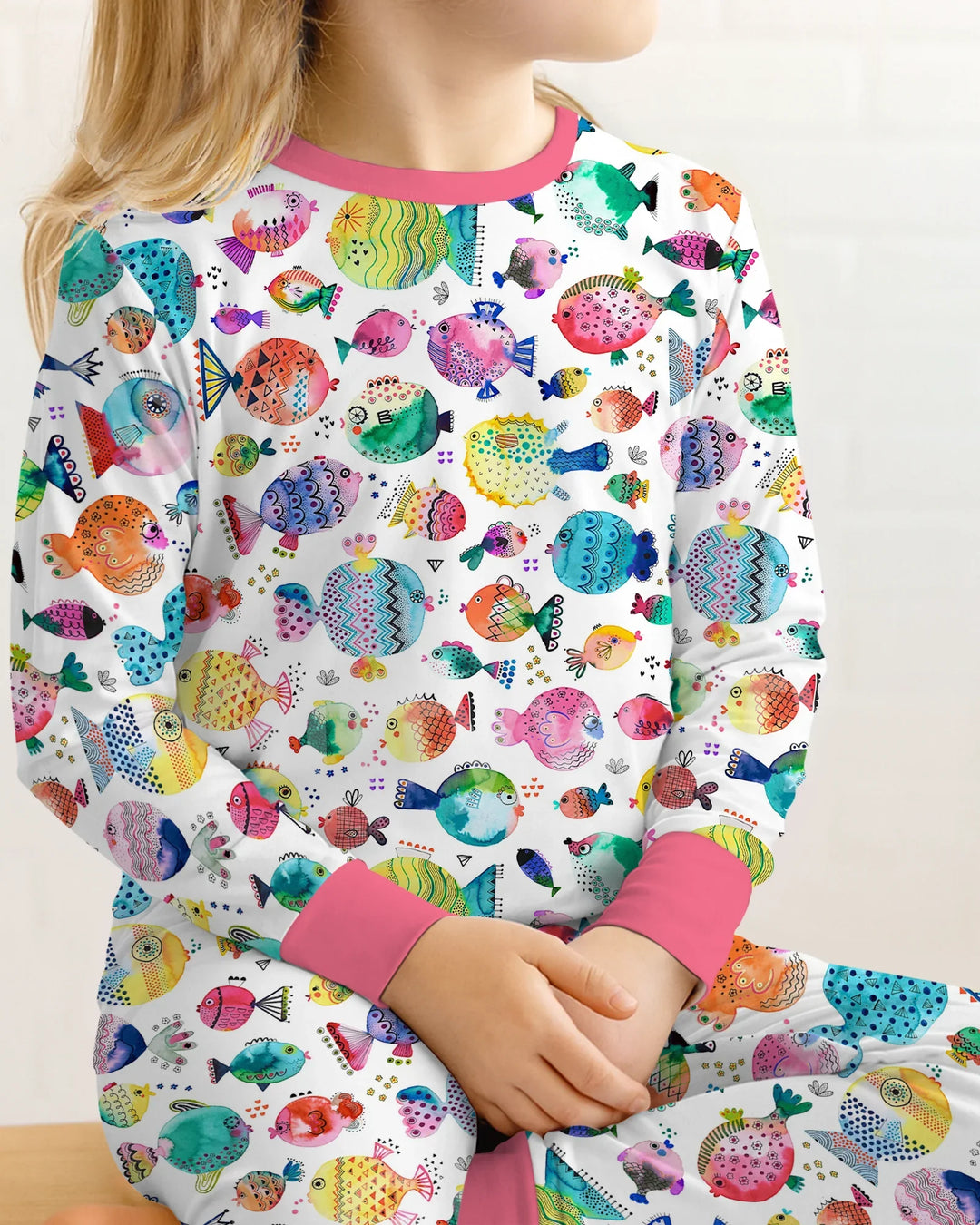 Zweiteiliges Langarm-Pyjama-Set mit Sommerfrüchten