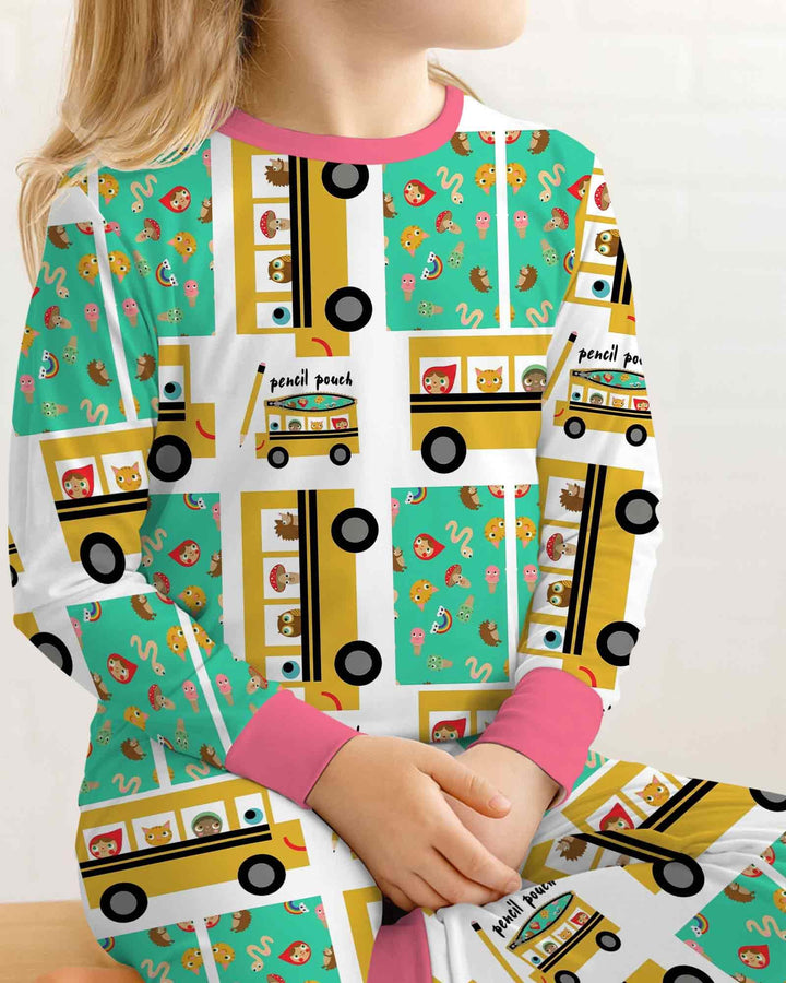 Zweiteiliges Langarm-Pyjama-Set mit Sommerfrüchten