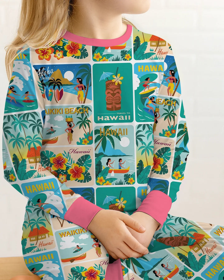 Zweiteiliges Langarm-Pyjama-Set mit Sommerfrüchten