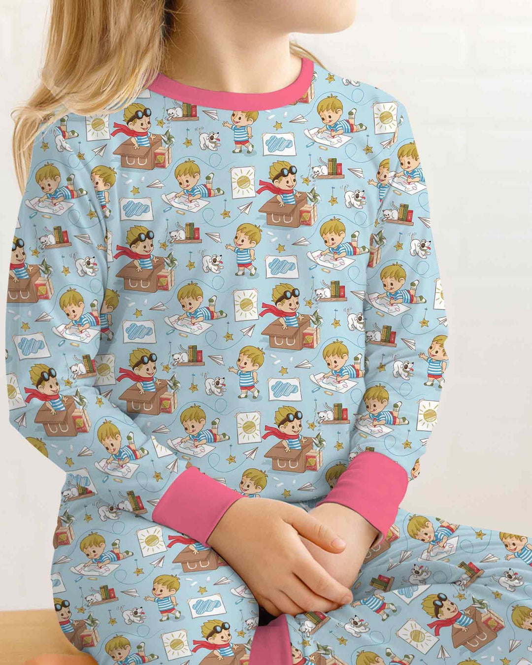 Zweiteiliges Langarm-Pyjama-Set mit Sommerfrüchten