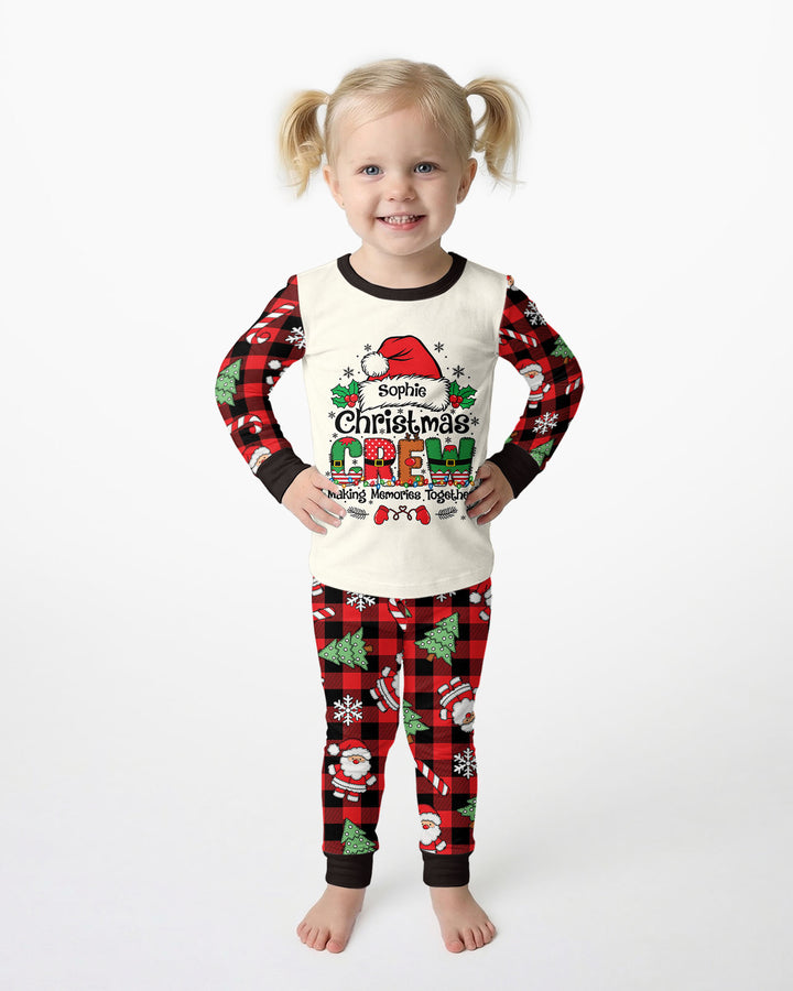 Custom Name Family Matching Christmas Crew Making Memories Together Bamboo Two Piece Long Sleeve Pajama Set