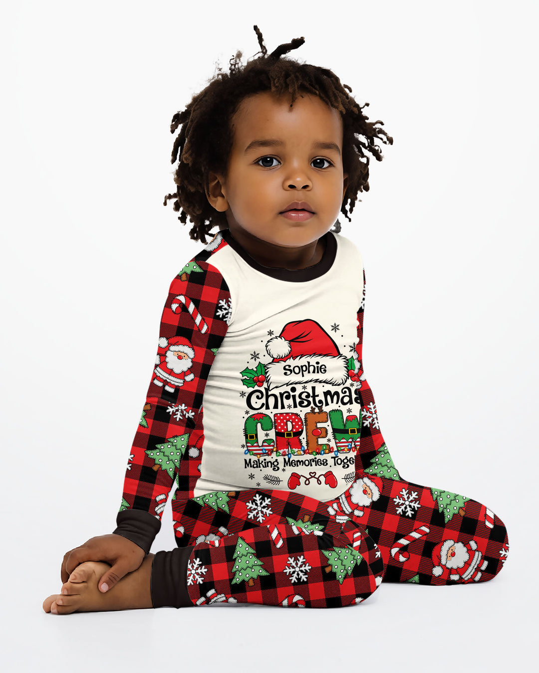 Custom Name Family Matching Christmas Crew Making Memories Together Bamboo Two Piece Long Sleeve Pajama Set