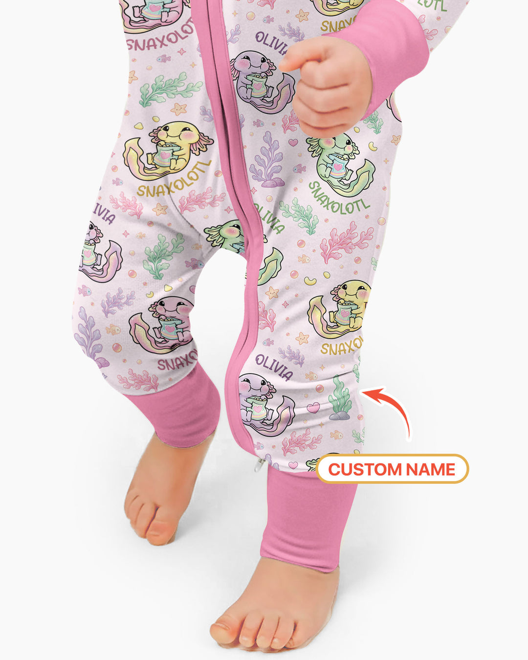 Snaxolotl Custom Name Bamboo Convertible Zippy