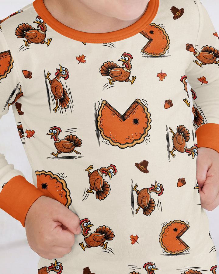Thanksgiving Pumpkin Pie Chasing Bamboo Two Piece Long Sleeve Pajama Set