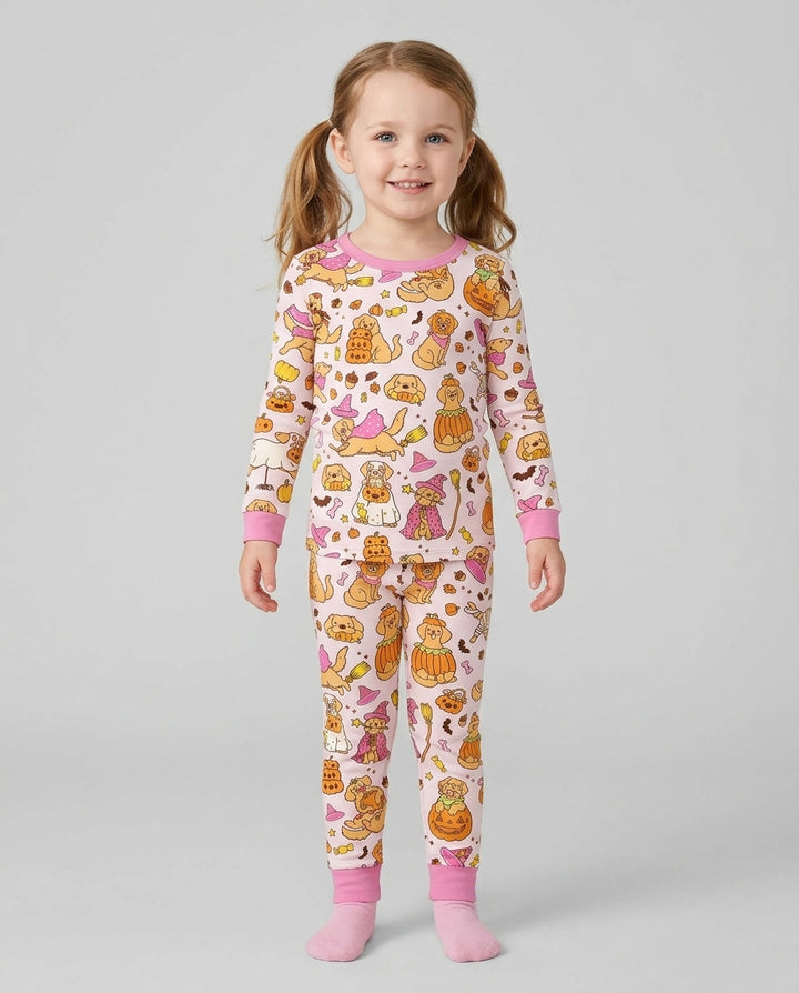 Spooky Golden Pups Bamboo Two Piece Long Sleeve Pajama Set