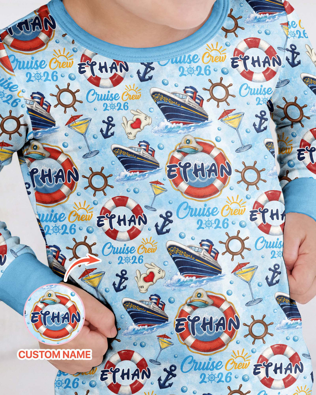 Custom Name Cruise Crew 2026 Bamboo Two Piece Long Sleeve Pajama Set