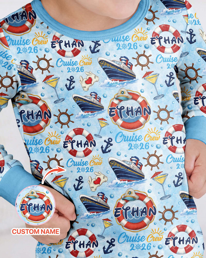 Custom Name Cruise Crew 2026 Bamboo Two Piece Long Sleeve Pajama Set
