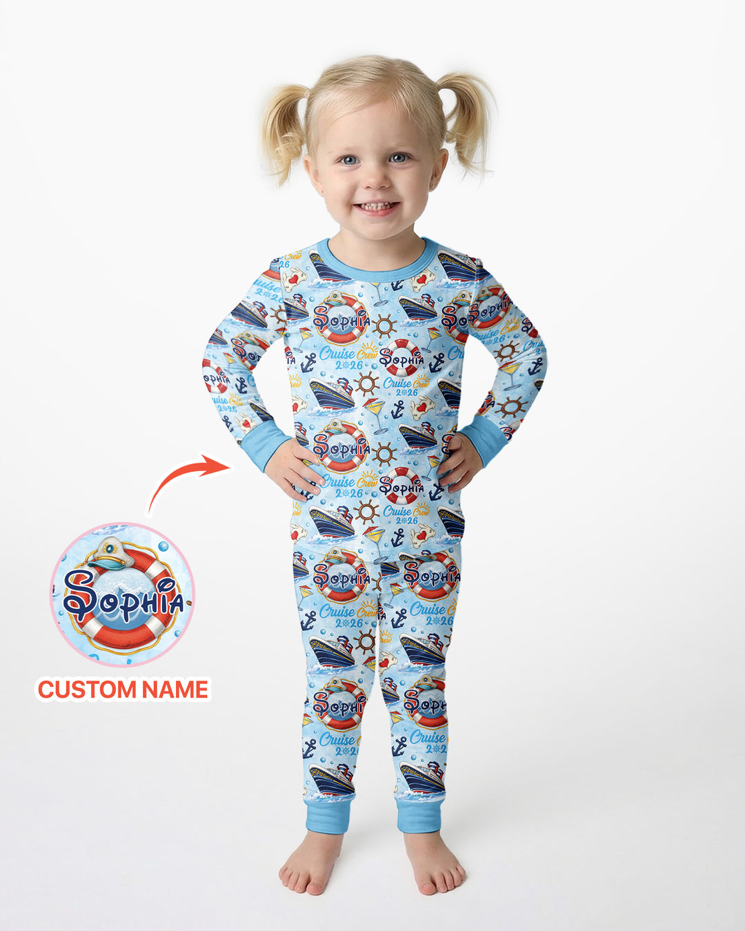 Custom Name Cruise Crew 2026 Bamboo Two Piece Long Sleeve Pajama Set