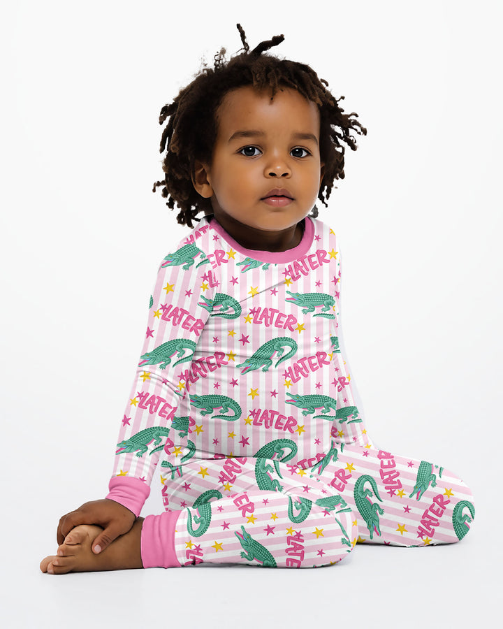 Later Gator After A While Crocodile Bamboo Two Piece Long Sleeve Pajama Set