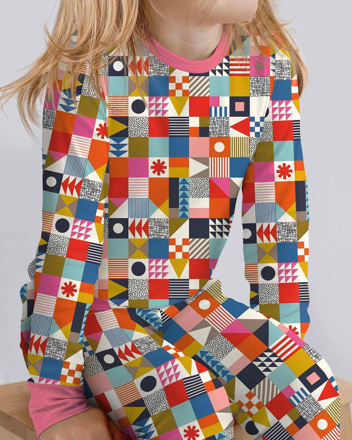 Zweiteiliges Langarm-Pyjama-Set mit Sommerfrüchten