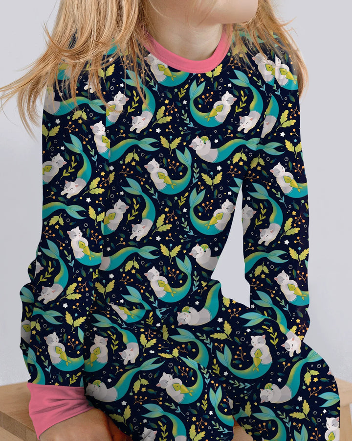 Zweiteiliges Langarm-Pyjama-Set mit Sommerfrüchten
