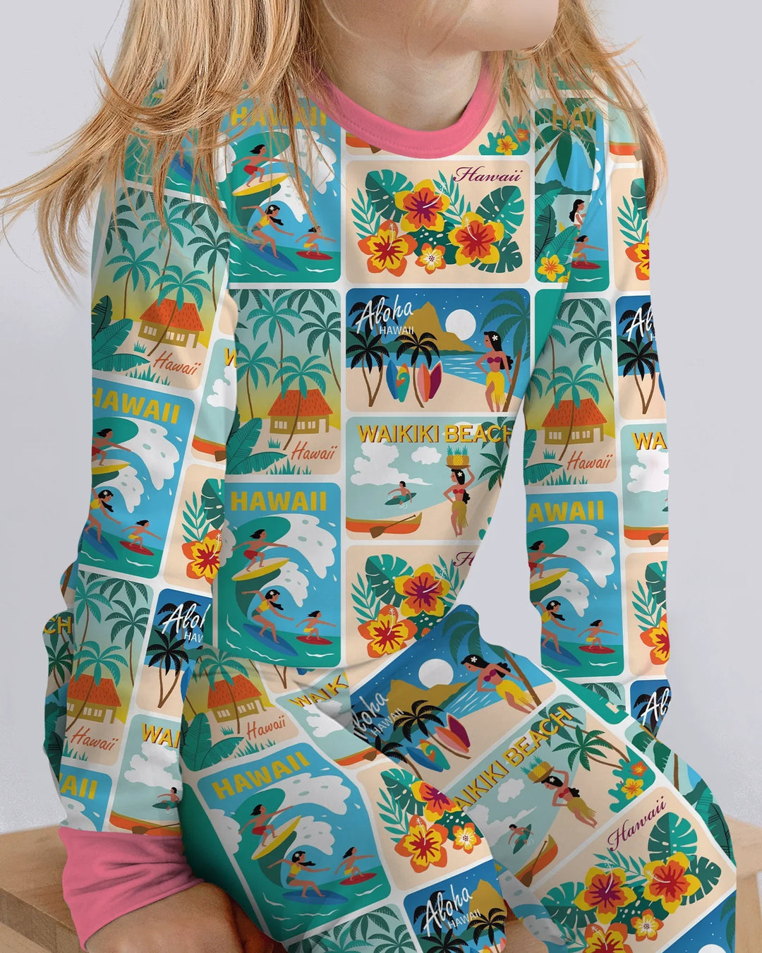 Zweiteiliges Langarm-Pyjama-Set mit Sommerfrüchten
