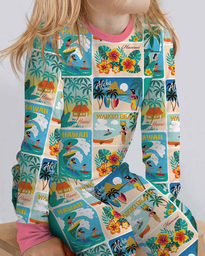 Zweiteiliges Langarm-Pyjama-Set mit Sommerfrüchten