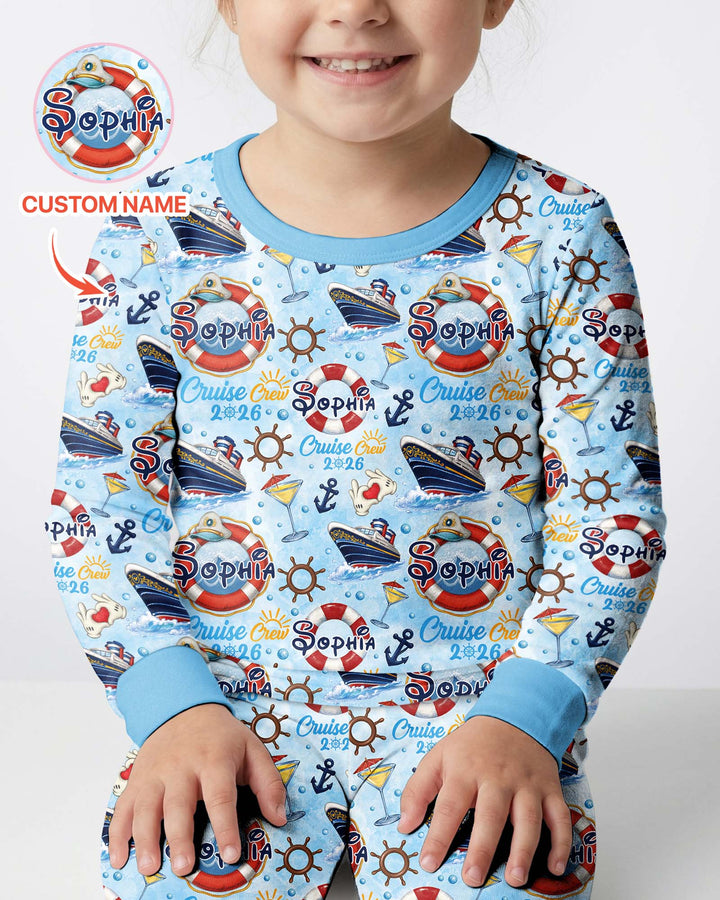 Custom Name Cruise Crew 2026 Bamboo Two Piece Long Sleeve Pajama Set