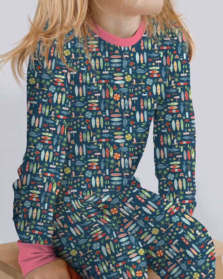 Zweiteiliges Langarm-Pyjama-Set mit Sommerfrüchten