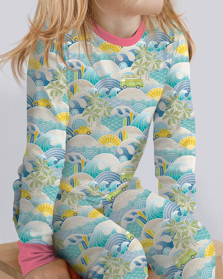 Zweiteiliges Langarm-Pyjama-Set mit Sommerfrüchten