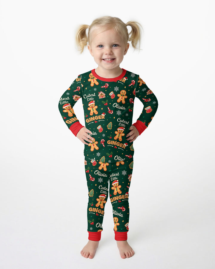 Custom Name Cutest Little Ginger Bamboo Two Piece Long Sleeve Pajama Set