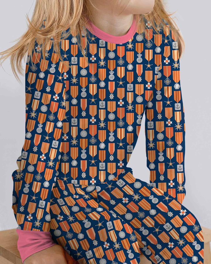 Zweiteiliges Langarm-Pyjama-Set mit Sommerfrüchten