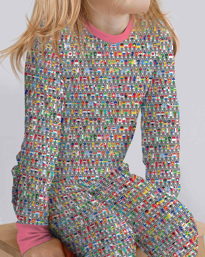 Zweiteiliges Langarm-Pyjama-Set mit Sommerfrüchten