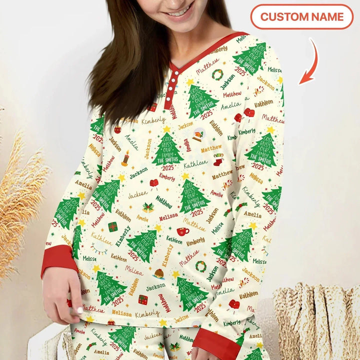God Bless Our Family Custom Name Women Pajama Set , God Bless Our Family Custom Name Women Pajama Set - Only Shirt / S