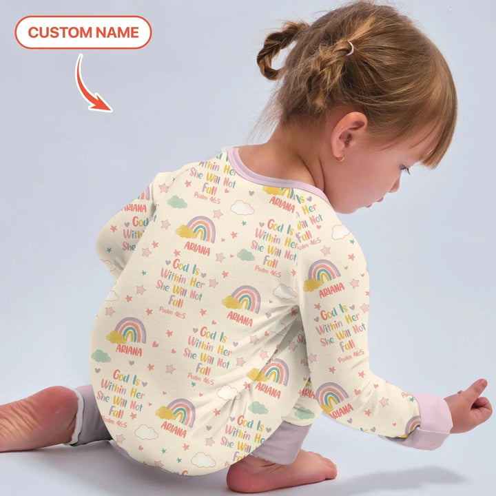 God Is Within Her She Will Not Fall Custom Name Convertible Zippy , God Is Within Her She Will Not Fall Custom Name Convertible Zippy - 0-3M