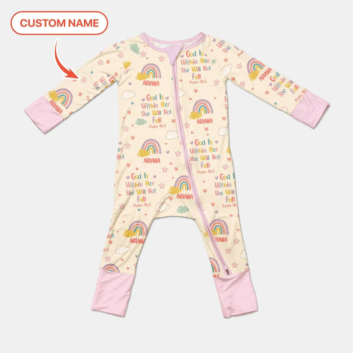 God Is Within Her She Will Not Fall Custom Name Convertible Zippy , God Is Within Her She Will Not Fall Custom Name Convertible Zippy - 0-3M