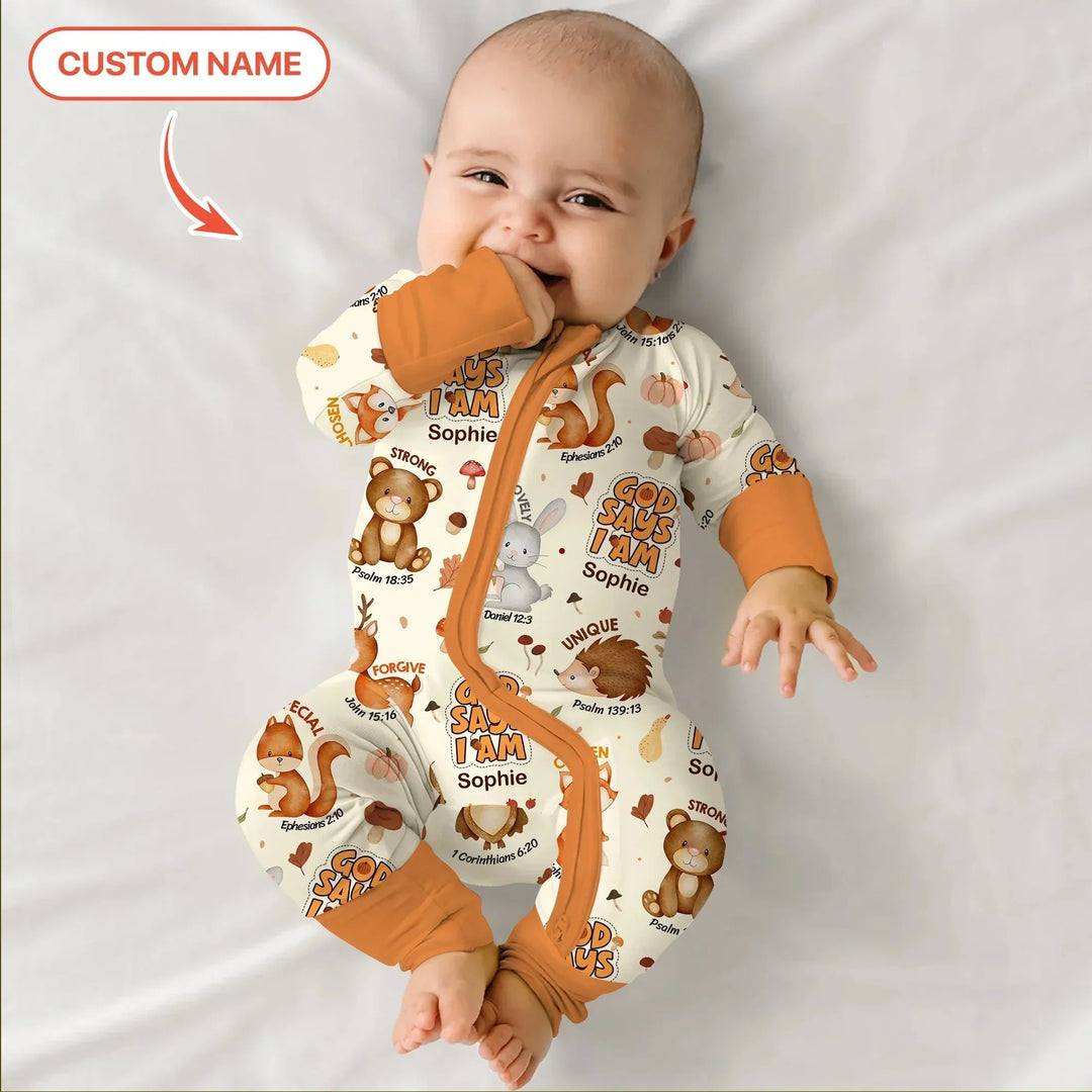 God Says I Am Autumn Custom Name Faith Convertible Zippy , God Says I Am Autumn Custom Name Faith Convertible Zippy - 0-3M