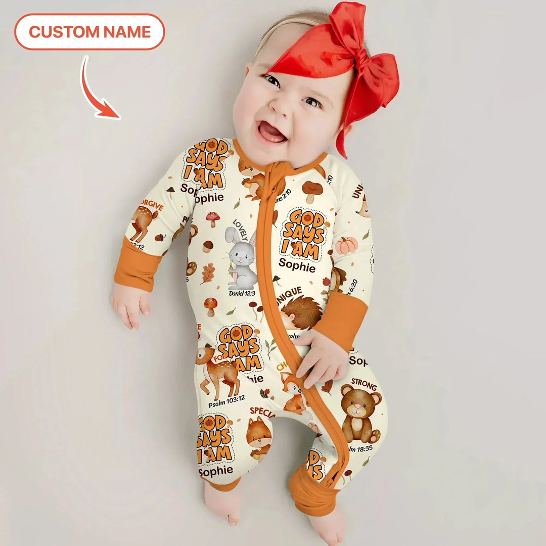 God Says I Am Autumn Custom Name Faith Convertible Zippy , God Says I Am Autumn Custom Name Faith Convertible Zippy - 0-3M