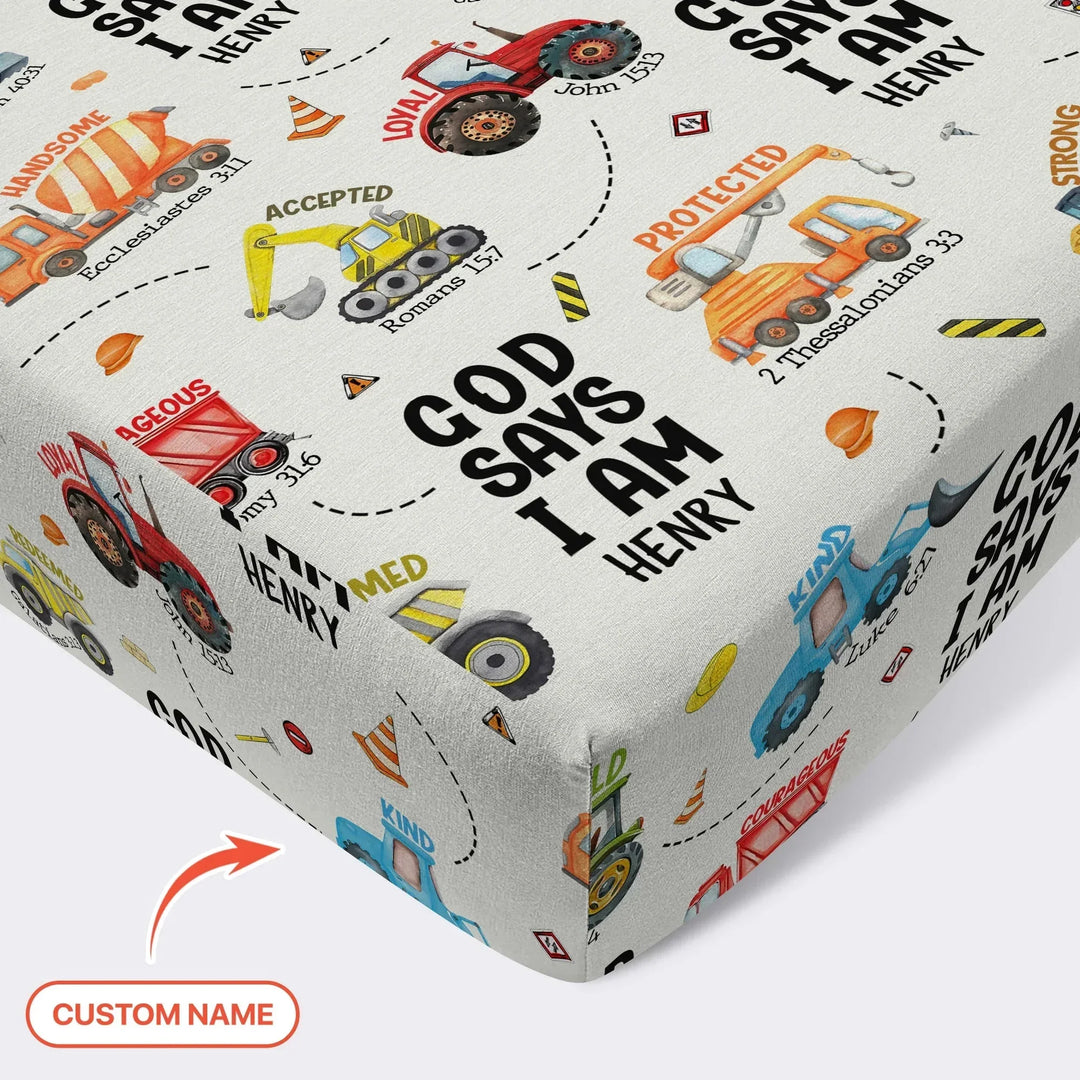 God Says I Am Boy Fitted Crib Sheet , God Says I Am Boy Fitted Crib Sheet - Default Title