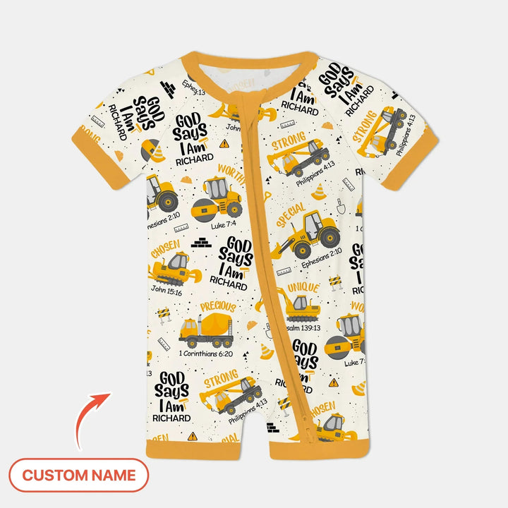 God Says I Am Custom Name Boy Shorty Zippy , God Says I Am Custom Name Boy Shorty Zippy - 0-3M