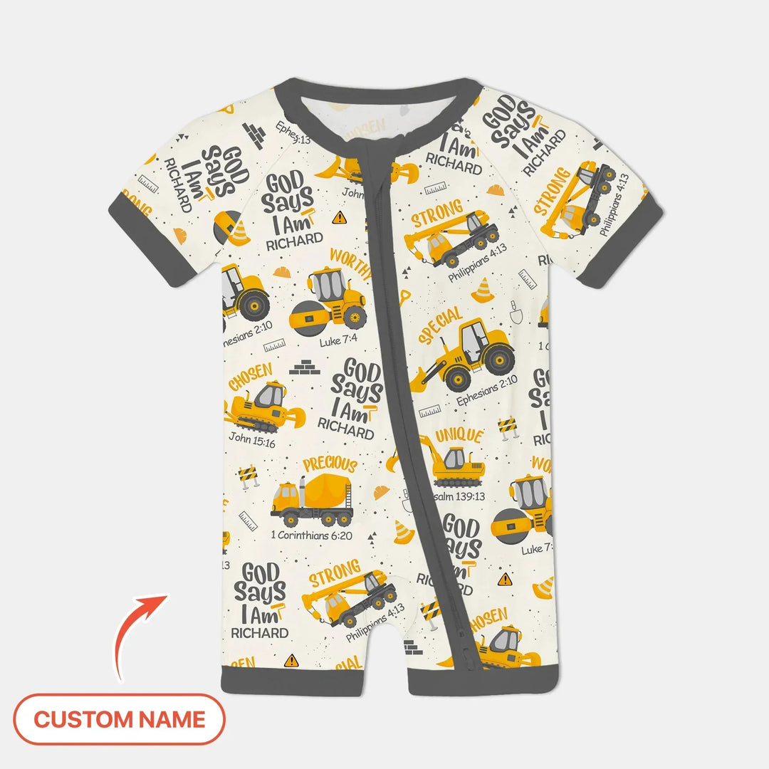 God Says I Am Custom Name Boy Shorty Zippy , God Says I Am Custom Name Boy Shorty Zippy - 0-3M