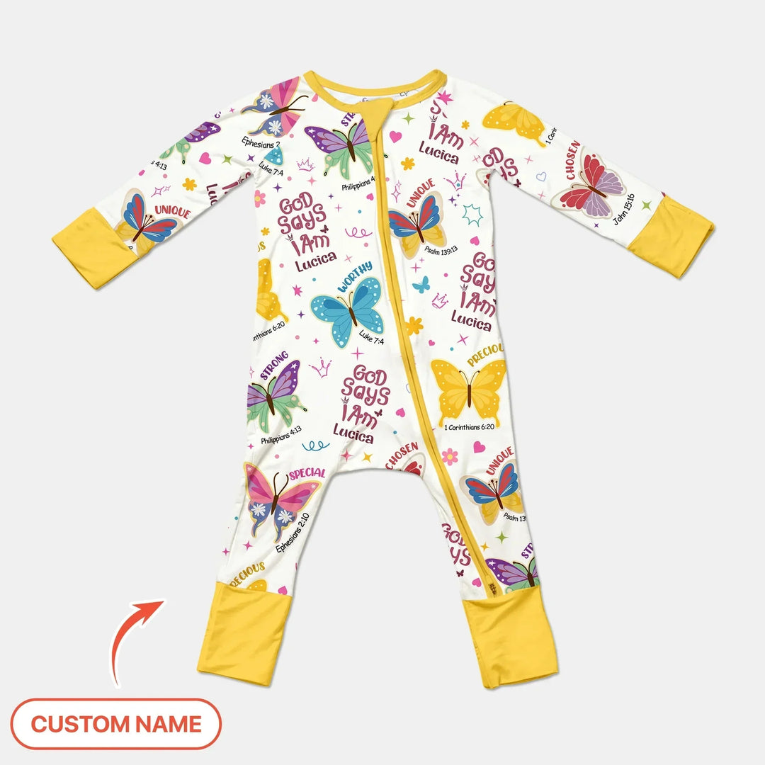 God Says I Am Custom Name Girl Convertible Zippy , God Says I Am Custom Name Girl Convertible Zippy - 0-3M
