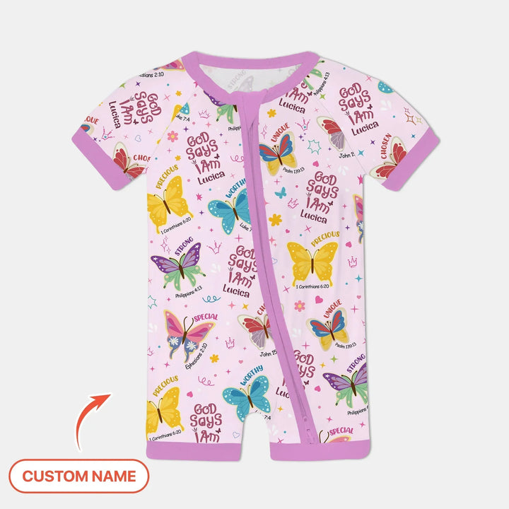 God Says I Am Custom Name Girl Shorty Zippy , God Says I Am Custom Name Girl Shorty Zippy - 0-3M