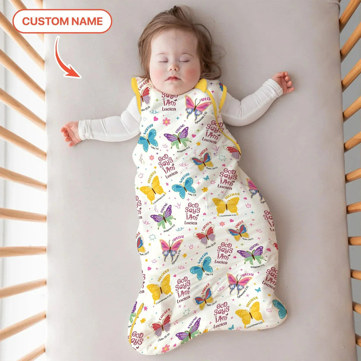 God Says I Am Custom Name Girl Sleep Bag 1.0 , God Says I Am Custom Name Girl Sleep Bag 1.0 - XS