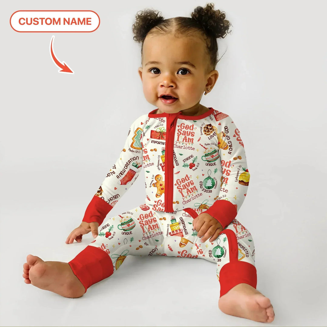 God Says I Am Custom Name Joyful Christmas Convertible Zippy , God Says I Am Custom Name Joyful Christmas Convertible Zippy - 0-3M