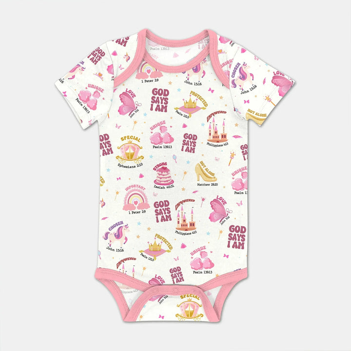 God Says I Am Girl BodySuit , God Says I Am Girl BodySuit - White/Pink / Short Sleeve / Newborn