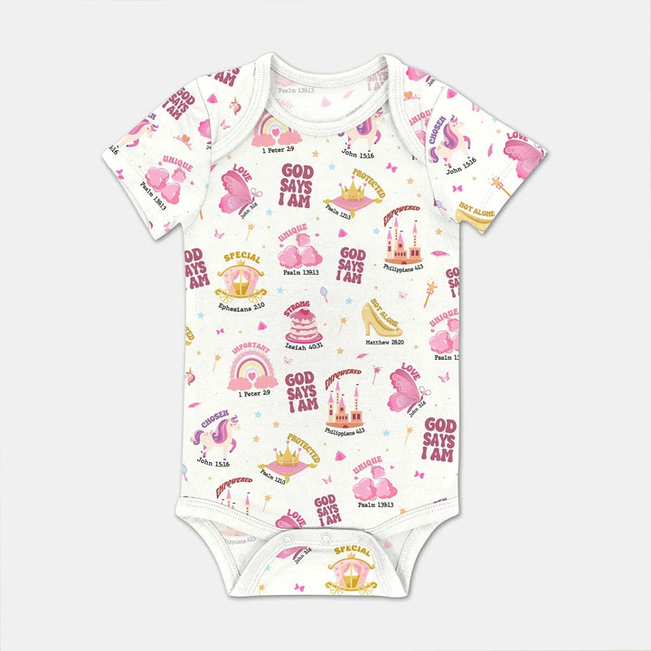God Says I Am Girl BodySuit , God Says I Am Girl BodySuit - White / Short Sleeve / Newborn