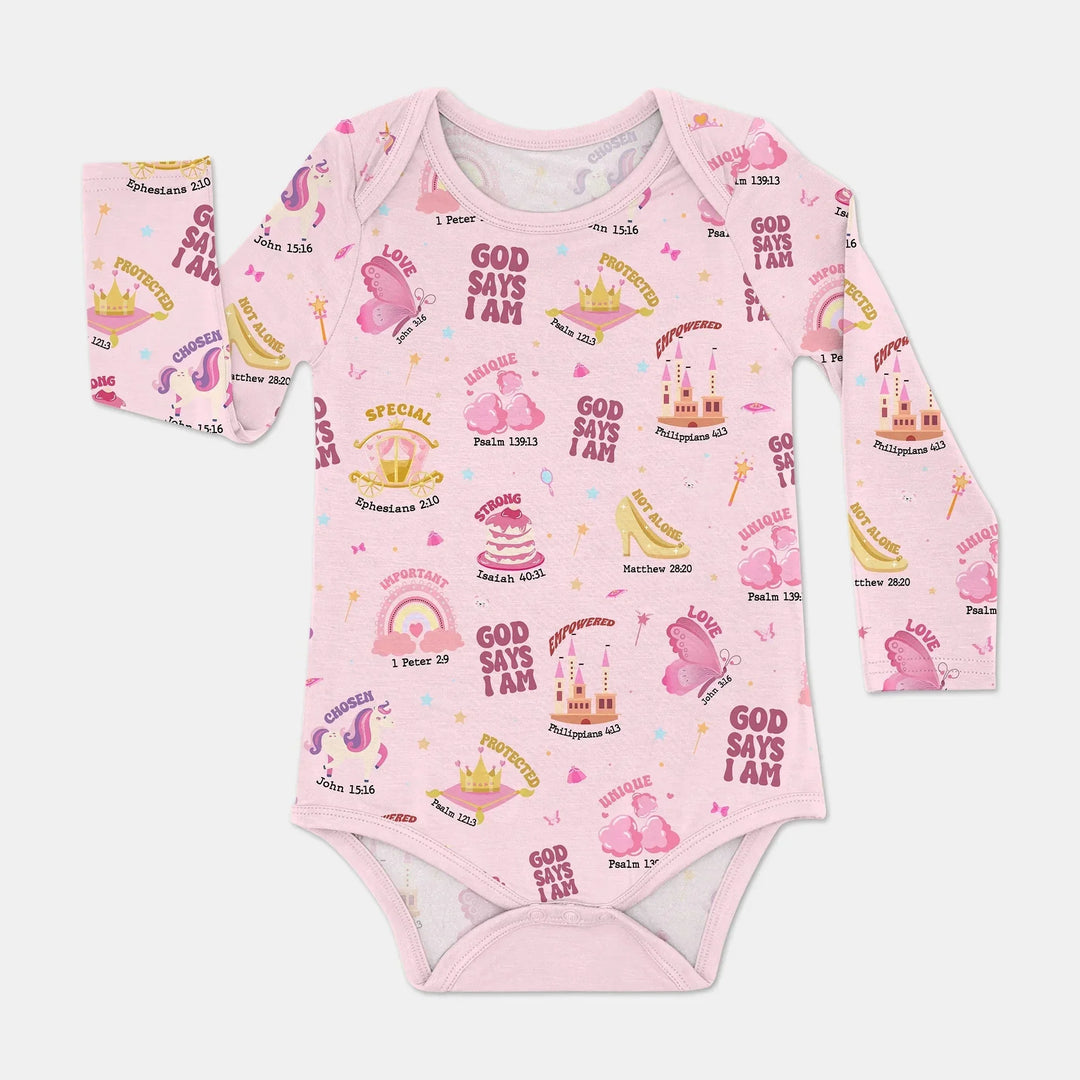 God Says I Am Girl BodySuit , God Says I Am Girl BodySuit - Pink / Long Sleeve / Newborn
