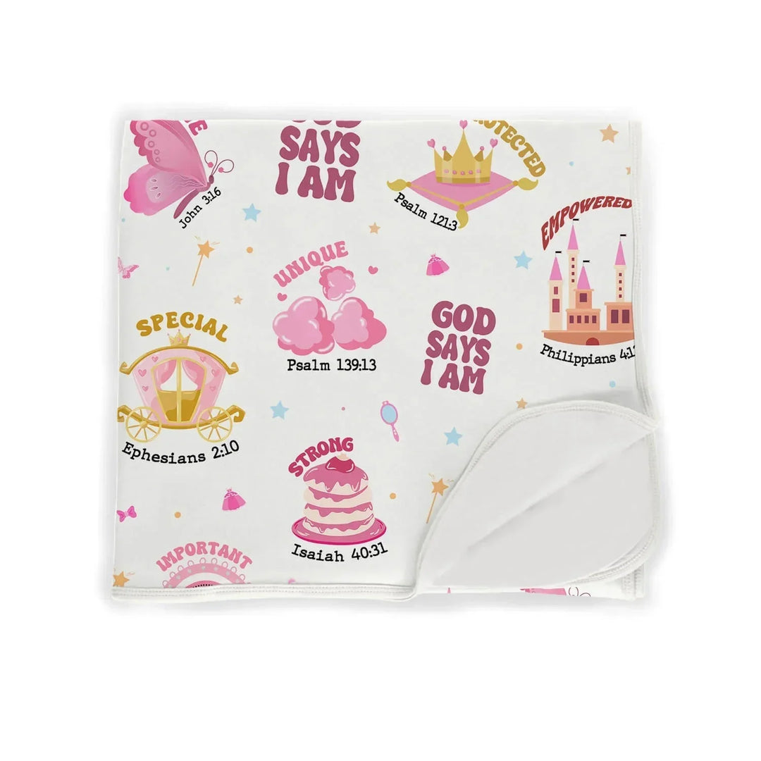 God Says I Am Girl Toddler Blanket , God Says I Am Girl Toddler Blanket - White