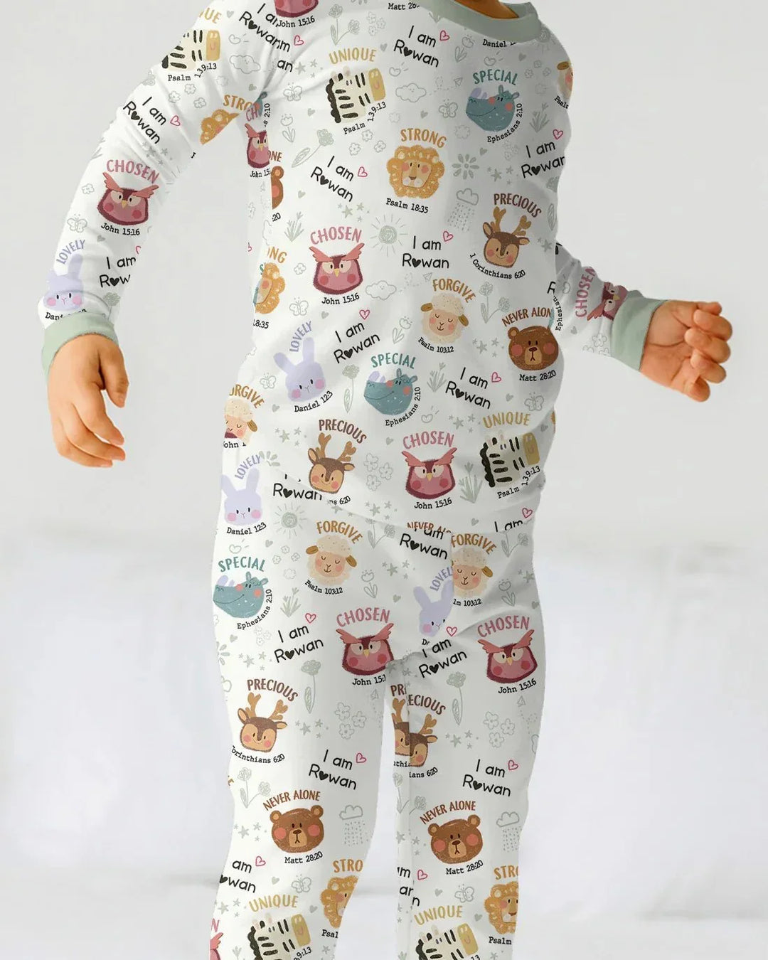 God’s Little Zoo Custom Name Two Piece Long Sleeve Pajama Set , God’s Little Zoo Custom Name Two Piece Long Sleeve Pajama Set - 12-18M