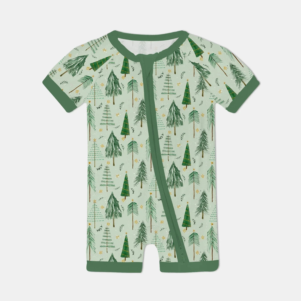 Green Christmas Tree Farm Shorty Zippy , Green Christmas Tree Farm Shorty Zippy - 0-3M
