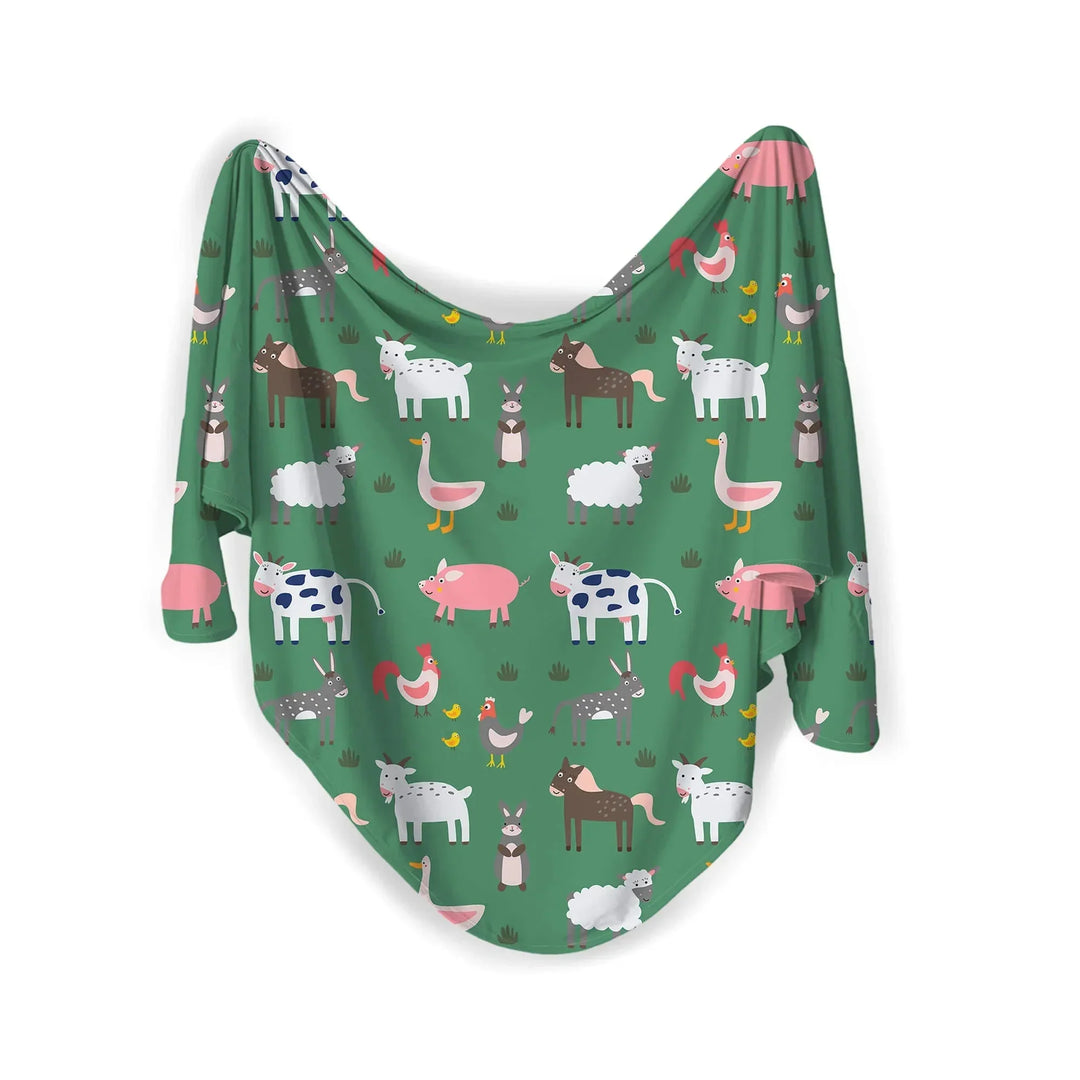 Green Farm Animals Swaddle Blanket , Green Farm Animals Swaddle Blanket - Default Title