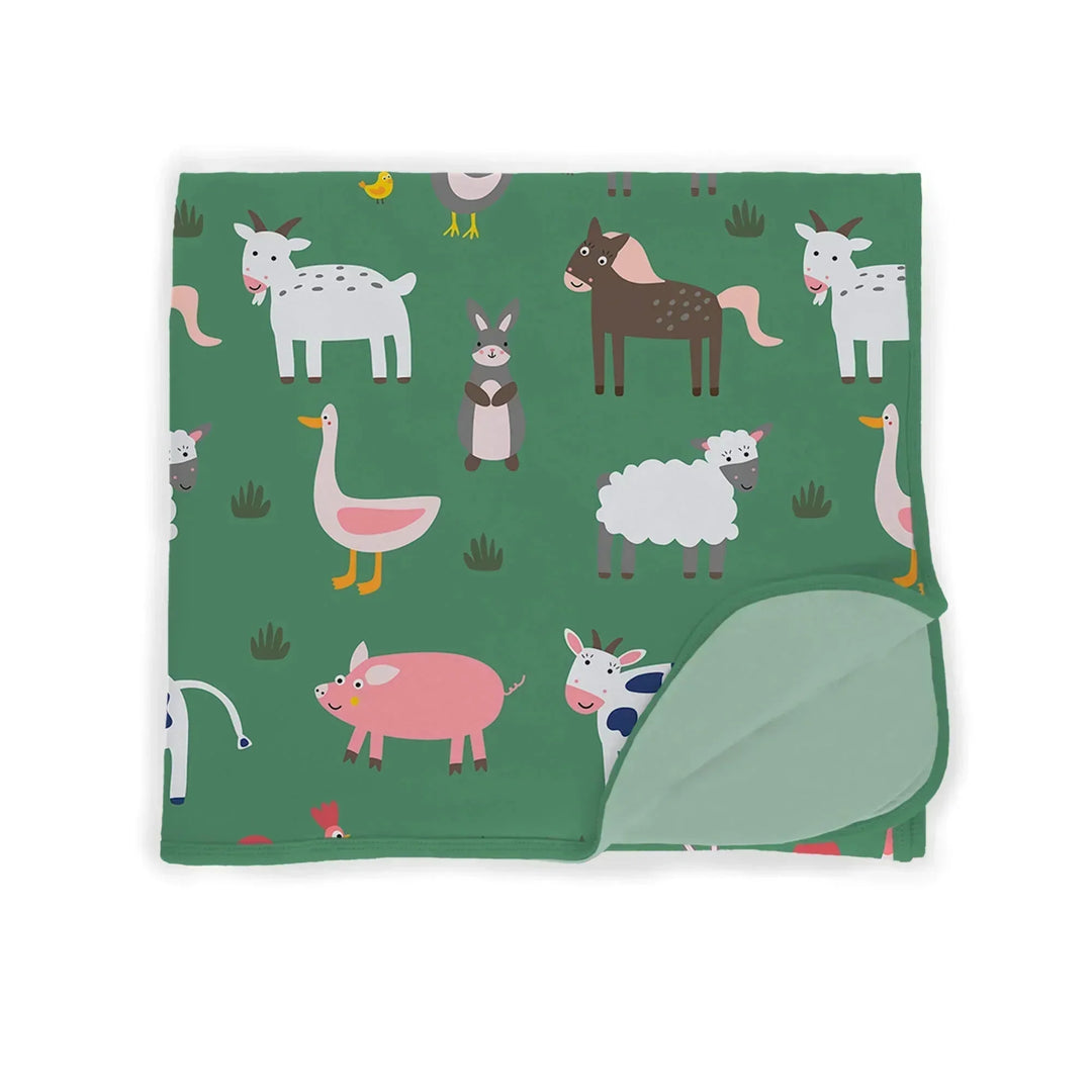 Green Farm Animals Toddler Blanket , Green Farm Animals Toddler Blanket - Default Title
