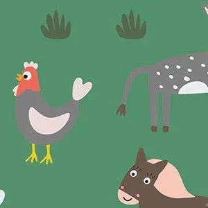Green Farm Animals Two Piece Short Sleeve Shorts Pajama Set , Green Farm Animals Two Piece Short Sleeve Shorts Pajama Set - 12-18M