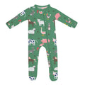 Green Farm Animals Zippered Footie Romper , Green Farm Animals Zippered Footie Romper - Newborn