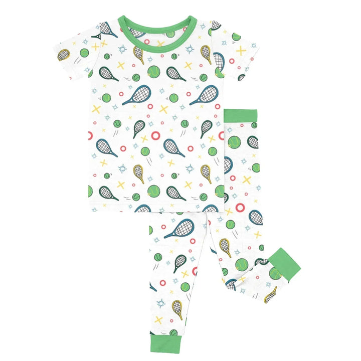 Green Tennis Two Piece Short Sleeve Pajama Set , Green Tennis Two Piece Short Sleeve Pajama Set - 12-18M