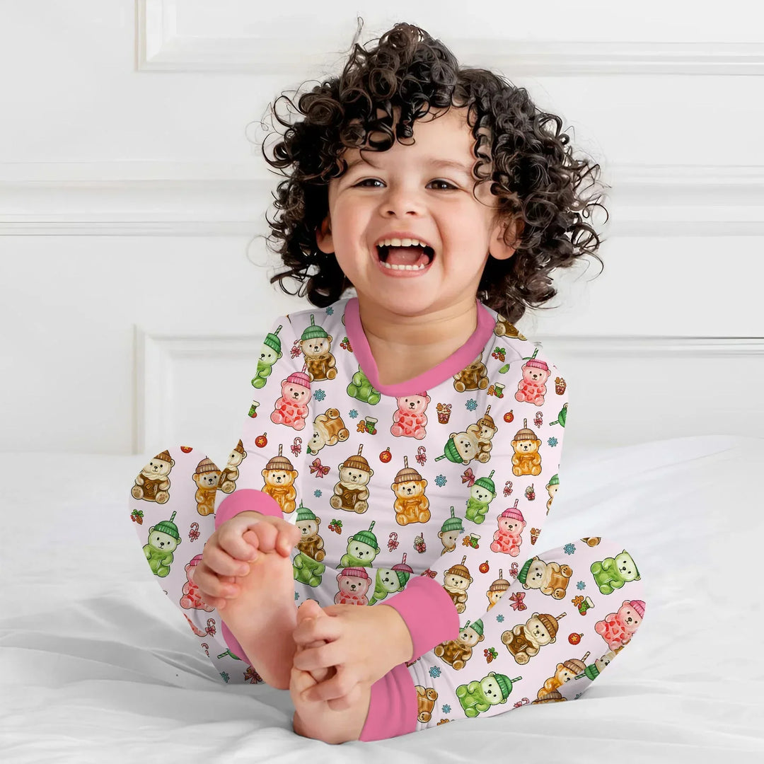 Zweiteiliges Langarm-Pyjama-Set mit Sommerfrüchten