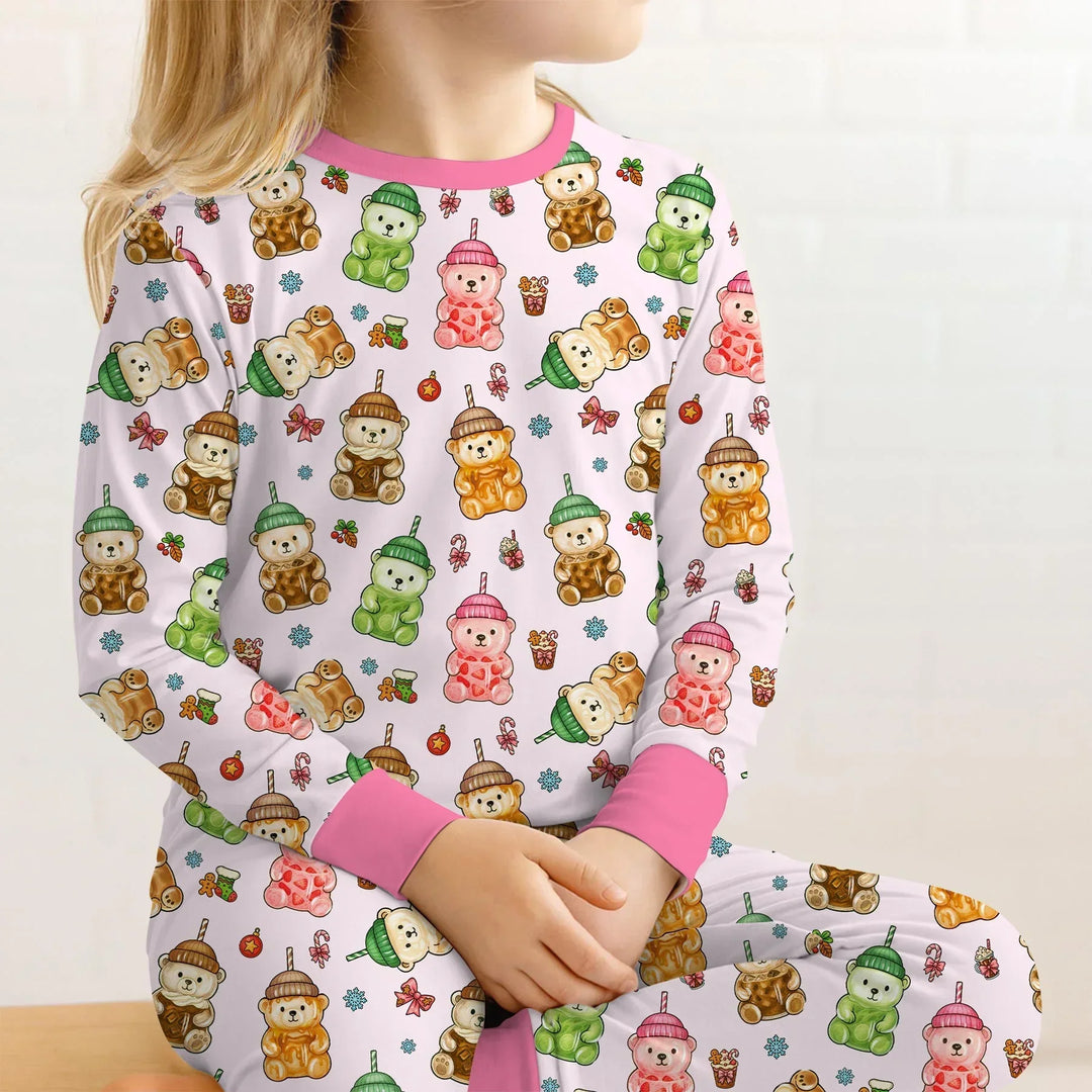 Zweiteiliges Langarm-Pyjama-Set mit Sommerfrüchten