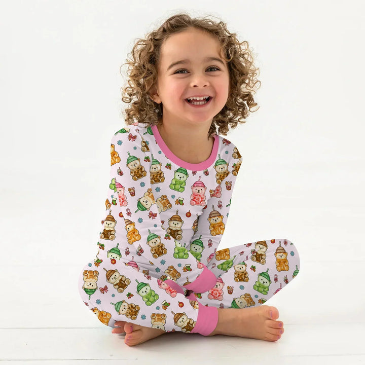 Zweiteiliges Langarm-Pyjama-Set mit Sommerfrüchten